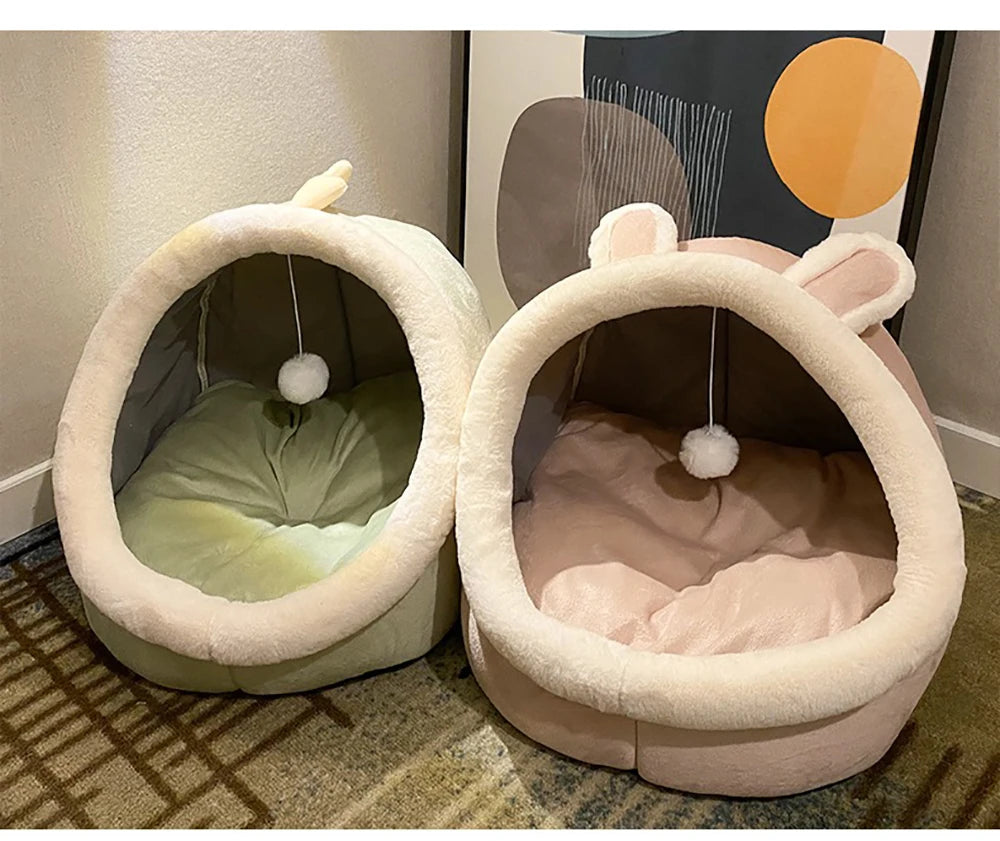 green-peach-color-pet-bed-pink