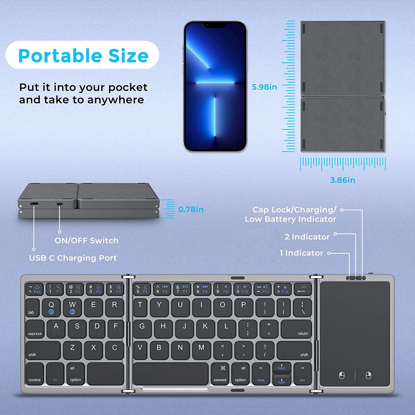 tri-fold- keyboard- design-
wireless- gadget- companion-
slimline- digital- board-
Bluetooth- 5.1- tech