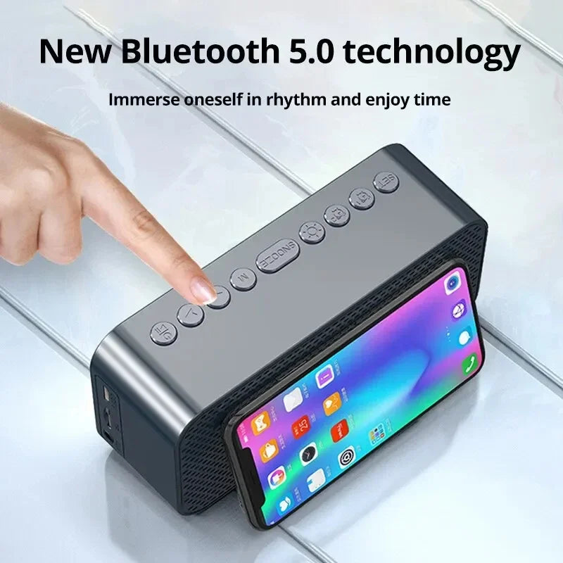 bluetooth-clock-for-desk-black-USB-radio-technology-modern-speaker-time-watch-aesthetic-sleek